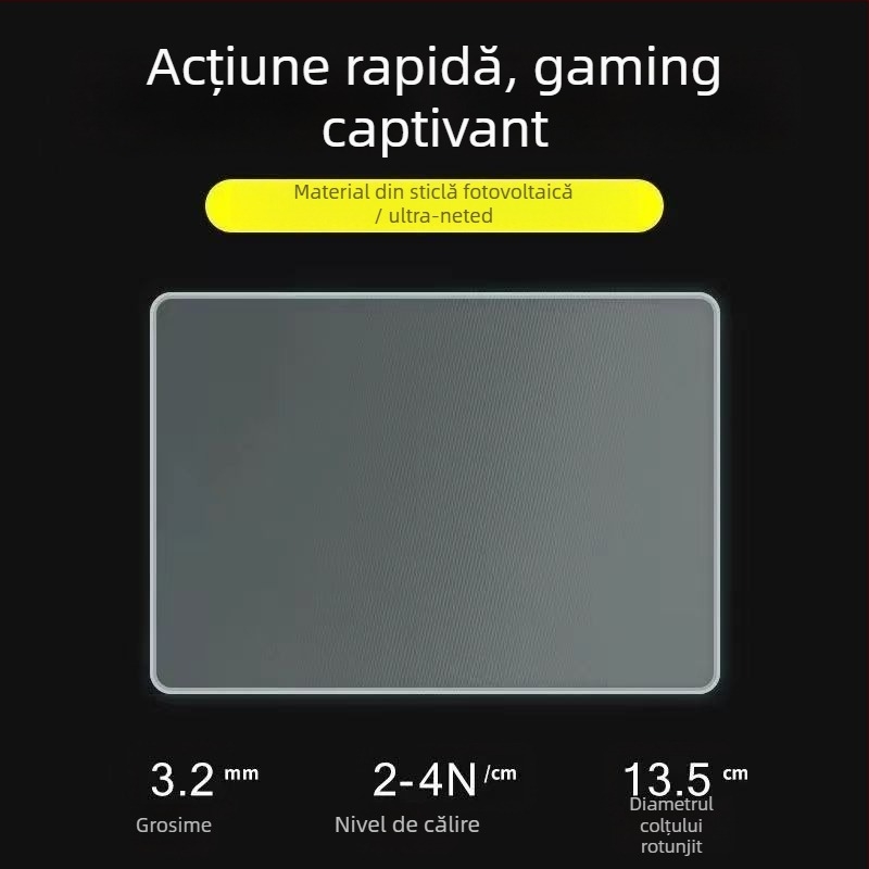 Pad de mouse din sticlă temperată, mic, pentru gaming, suprafață netedă anti-statice, Full HD