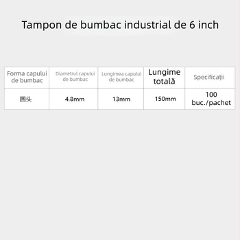 Bețișor din lemn industrial cu vată, 6 inch / 15 cm, curățare fără praf a lentilelor UV optice, antistatice