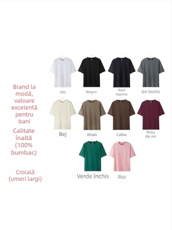 Tricou din bumbac 100%, 310 g, oversize, croială lejeră, imprimare personalizată