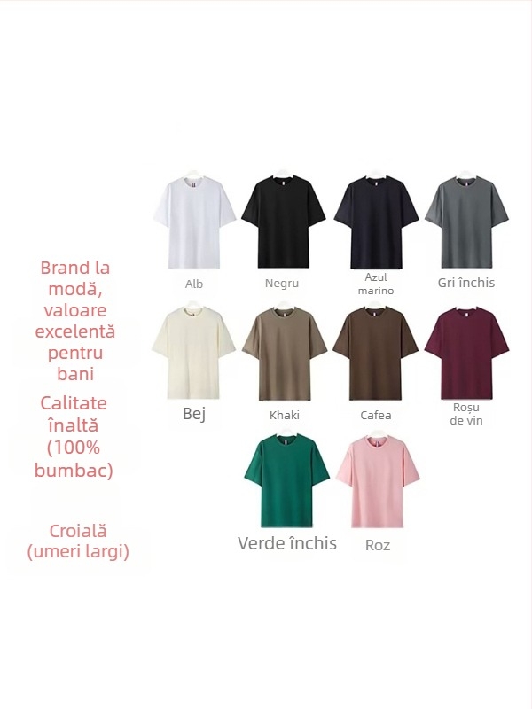 Tricou din bumbac 100%, 310 g, oversize, croială lejeră, imprimare personalizată