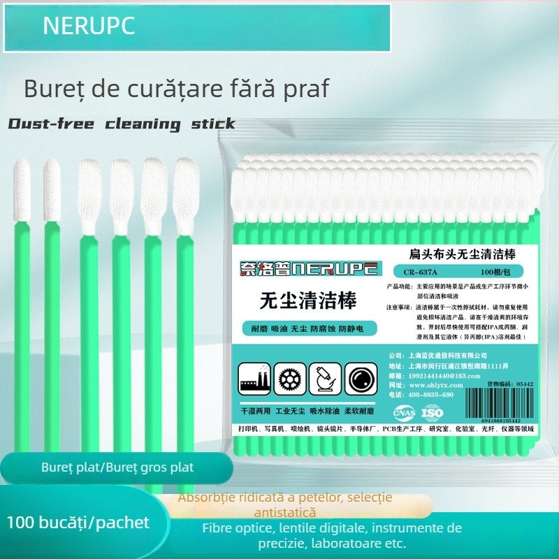Nellope Bețișor de curățare a capului din material textil, fără praf, anti-static, pentru capete optice și cu laser, model 636