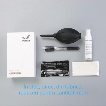 VD-A01 Kit de curățare antistatic pentru laptopuri și calculatoare, set de 5 piese, îndepărtează grăsimea și amprentele de pe tastatură, spațiile dintre taste, ecrane și lentile
