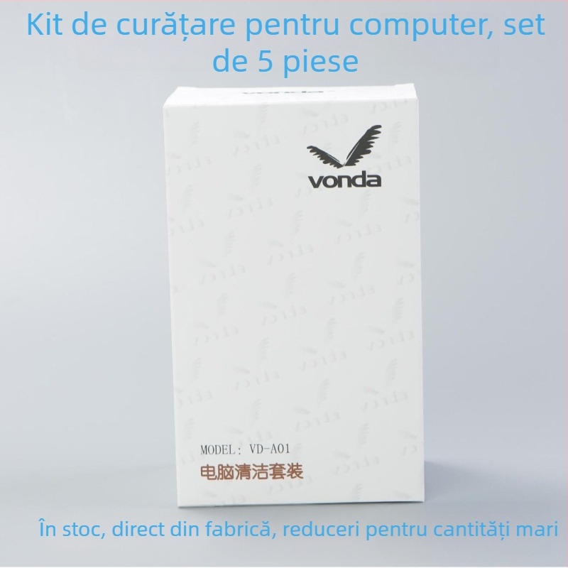VD-A01 Kit de curățare antistatic pentru laptopuri și calculatoare, set de 5 piese, îndepărtează grăsimea și amprentele de pe tastatură, spațiile dintre taste, ecrane și lentile