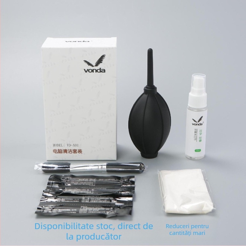 VD-A01 Kit de curățare antistatic pentru laptopuri și calculatoare, set de 5 piese, îndepărtează grăsimea și amprentele de pe tastatură, spațiile dintre taste, ecrane și lentile