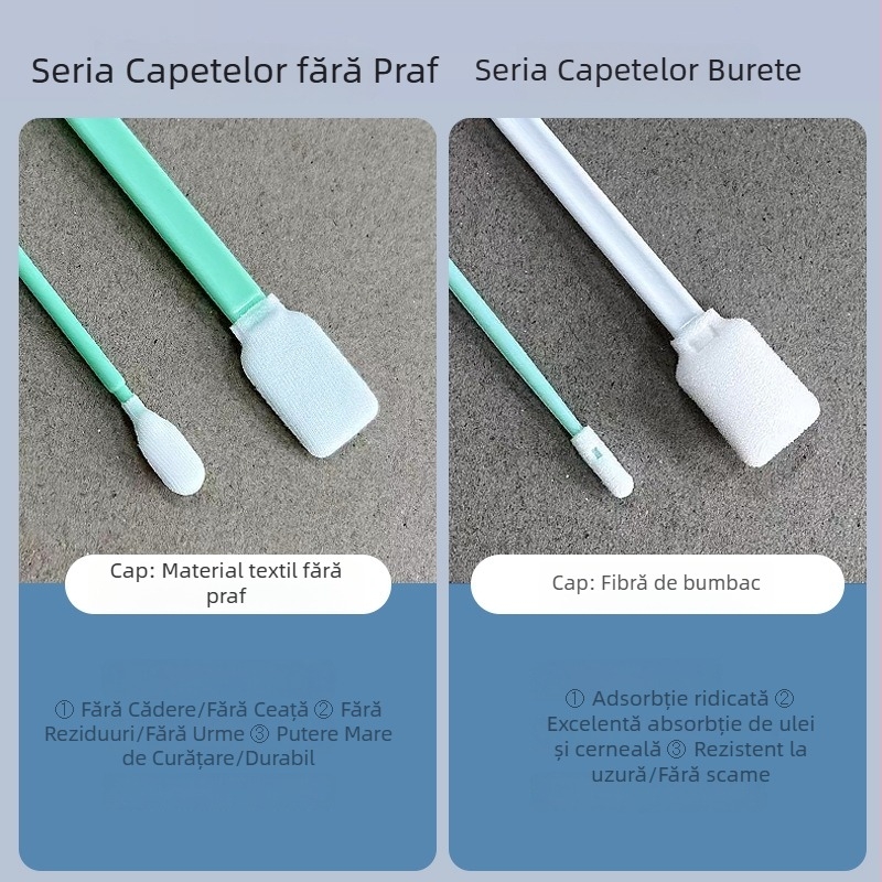 Tampon de bumbac cu tijă filetată din polipropilen pentru imprimanta de lentile, tampon de bumbac industrial moale, bețișor de curățare antistatice