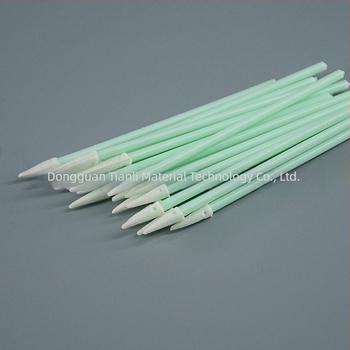 750 Tampon de bumbac fără praf, tijă verde 77 mm, vârf ascuțit, bețișor de curățare cu burete, anti-static