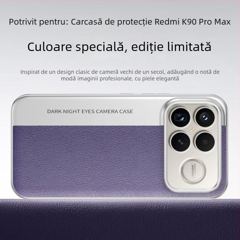 Carcasă de protecție pentru Redmi K90 Pro Max, în stil cameră, textură din piele, culoare limitată, antișoc