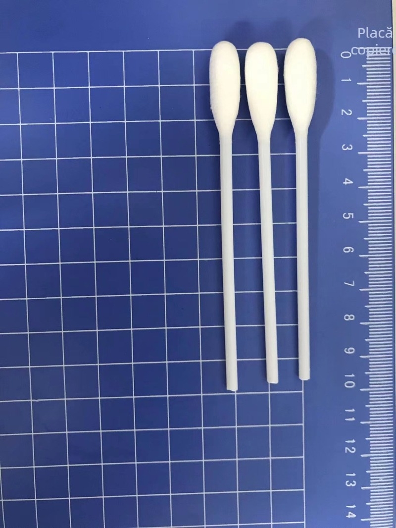 Swab din PP cu cap de bumbac de 7-8 mm, 96×3 mm, vârf rotund anti-static pentru curățare de precizie a fibrelor optice electronice