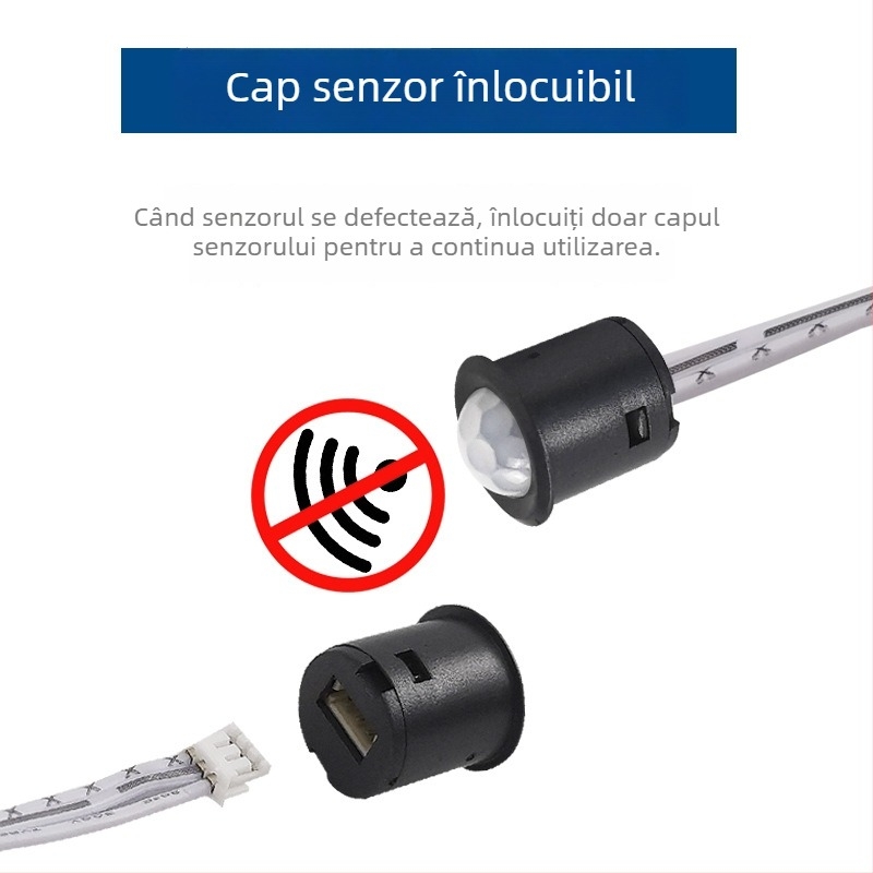 Senzor LED infraroșu de mișcare – întrerupător pentru interior, temporizare de aproximativ 45 s, 12–24 V