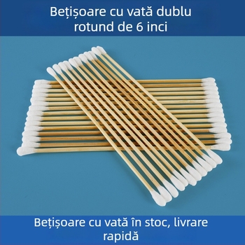 Bețișoare din bumbac cu capete rotunde, 6 inch, pentru uz industrial, din bambus, fără praf, anti-static pentru aplicații optice, 200 buc.