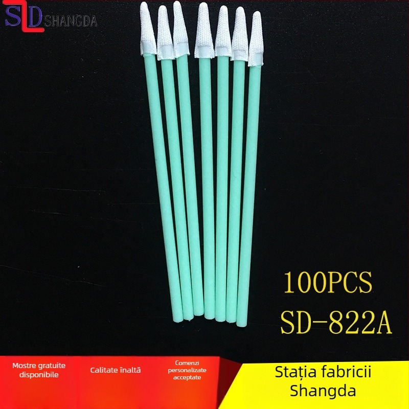 SD822C Bețișor din fibră poliester ultrafine, cu mâner lung, cap textil fără praf pentru purificare, vârf ascuțit, anti-static