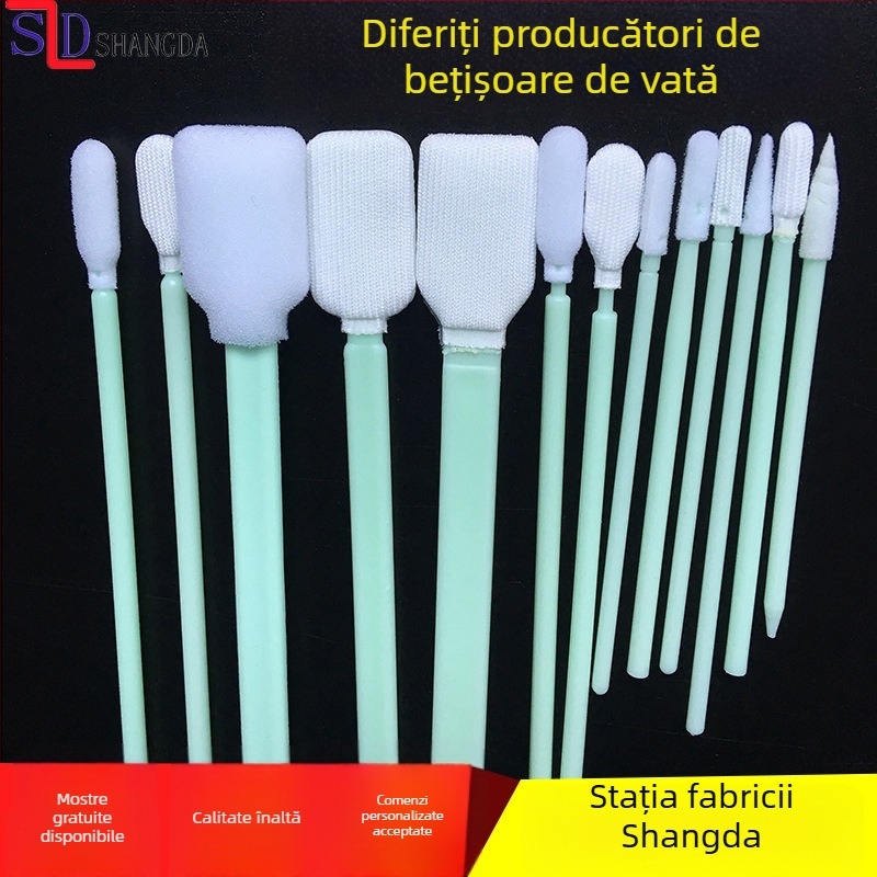 SD822C Bețișor din fibră poliester ultrafine, cu mâner lung, cap textil fără praf pentru purificare, vârf ascuțit, anti-static