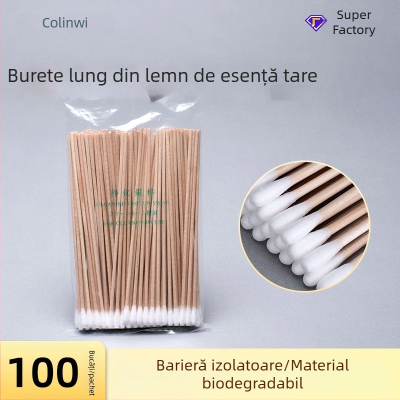 Bețișor din lemn cu vârf de bumbac, de unică folosință, compatibil cu șervețelele cu alcool pentru curățarea componentelor electronice