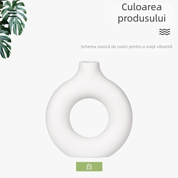 Vas din plastic, în formă de gogoșă, aspect ceramic, decorativ pentru living, două jumătăți îmbinate
