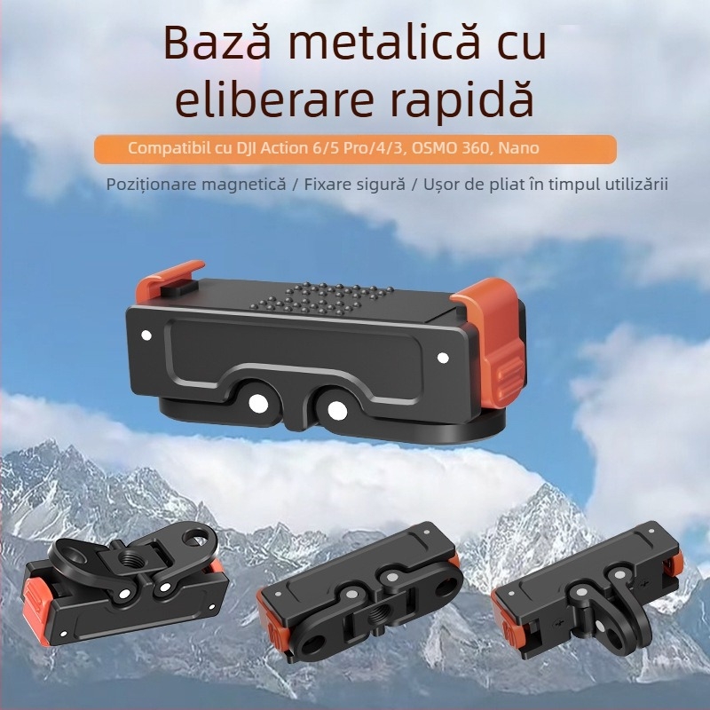 Bază magnetică cu eliberare rapidă din aliaj de aluminiu pentru camerele de acțiune Action6 și Osmo