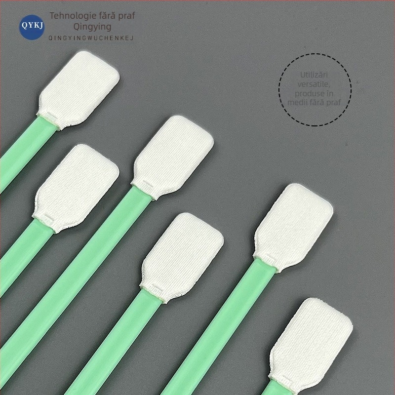 Tampon de bumbac fără scame, vârf pătrat plat, pentru curățarea lentilelor optice, cu tub, cap lat din material textil, pentru încăperi curate