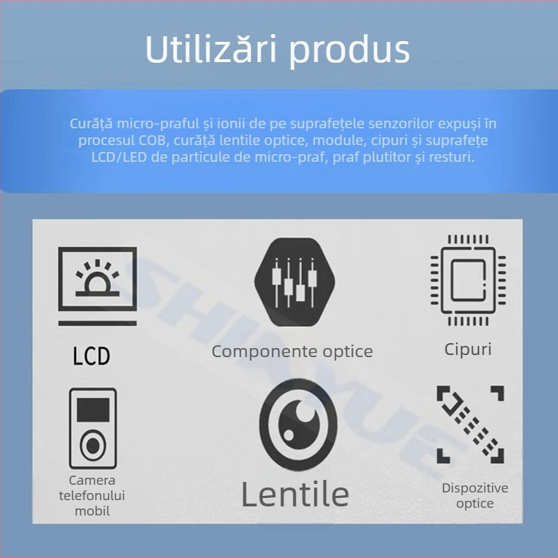 Bețișor de curățare pentru lentile, cu nucleu ABS, din hârtie anti-praf; eliminare praf de pe cipuri, fără silicon, compatibil ESD.