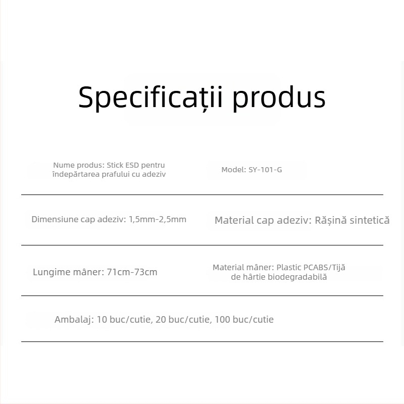Bețișor de curățare pentru lentile, cu nucleu ABS, din hârtie anti-praf; eliminare praf de pe cipuri, fără silicon, compatibil ESD.