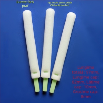 Tampon nazal din bumbac pentru administrare locală a medicamentului (tijă moale sau tijă rigidă), fără praf, 50 buc./pachet