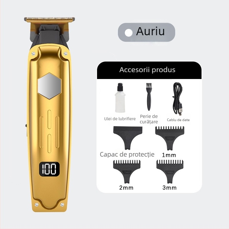 Mașină de tuns păr electrică, cu afișaj digital, reîncărcabilă, pentru uz casnic și îngrijire a animalelor de companie