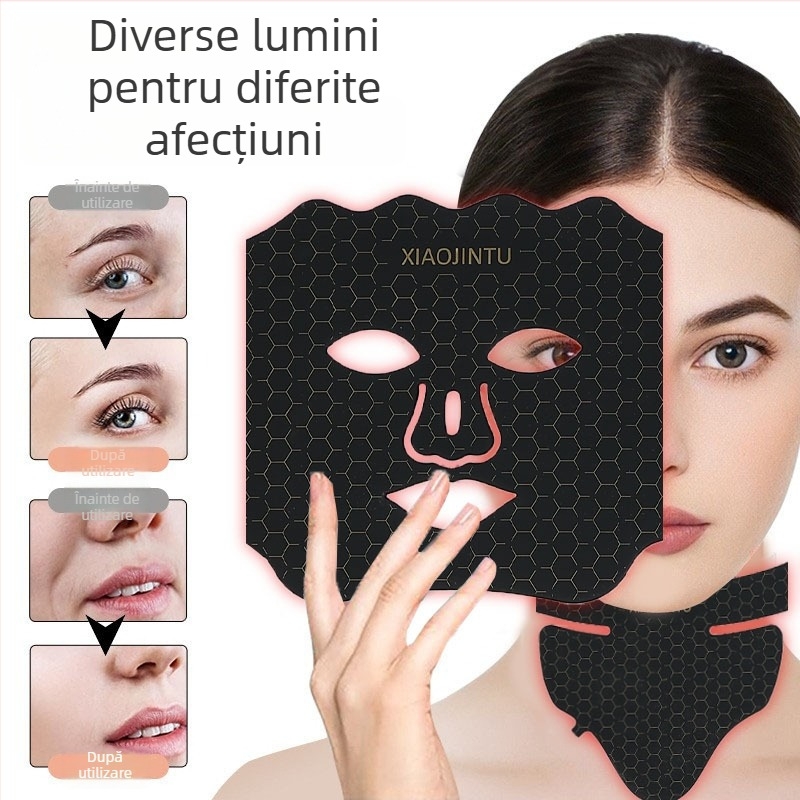 Mască de gât din silicon cu LED în 7 culori pentru uz casnic — rejuvenare a pielii, reducerea acneei și estomparea petelor