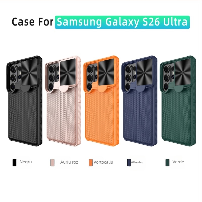Carcasă Samsung Galaxy S26 Ultra din PC+TPU cu model pătrățos în carouri și suport rabatabil încorporat