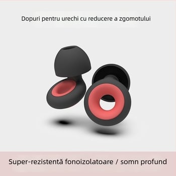 Protecții pentru urechi din silicon, negre și roșii, confortabile, reduc zgomotul pentru somn; forme: cerc, hexagon, stea cu cinci colțuri, pătrat