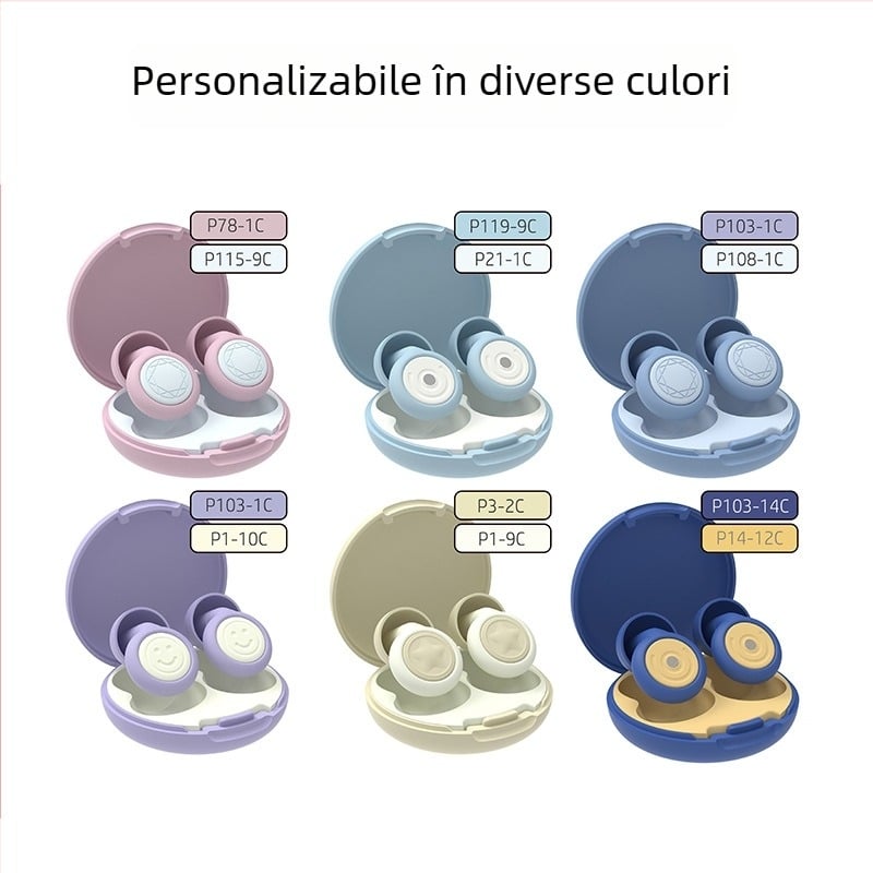 Protecții pentru urechi din silicon, negre și roșii, confortabile, reduc zgomotul pentru somn; forme: cerc, hexagon, stea cu cinci colțuri, pătrat