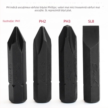 Yonai set de biti pentru șurubelniță cu impact – oțel S2, magnetice, cruce PH1 PH2 PH3 și bit drept, biți pneumatici pentru impact