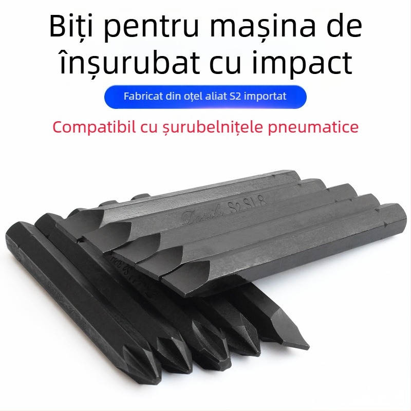 Yonai set de biti pentru șurubelniță cu impact – oțel S2, magnetice, cruce PH1 PH2 PH3 și bit drept, biți pneumatici pentru impact