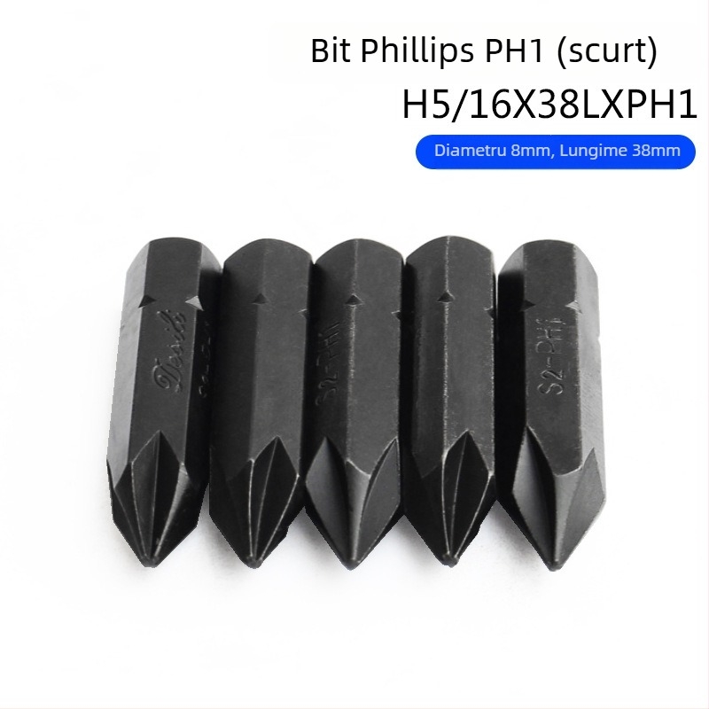 Yonai set de biti pentru șurubelniță cu impact – oțel S2, magnetice, cruce PH1 PH2 PH3 și bit drept, biți pneumatici pentru impact