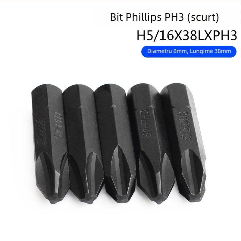 Yonai set de biti pentru șurubelniță cu impact – oțel S2, magnetice, cruce PH1 PH2 PH3 și bit drept, biți pneumatici pentru impact