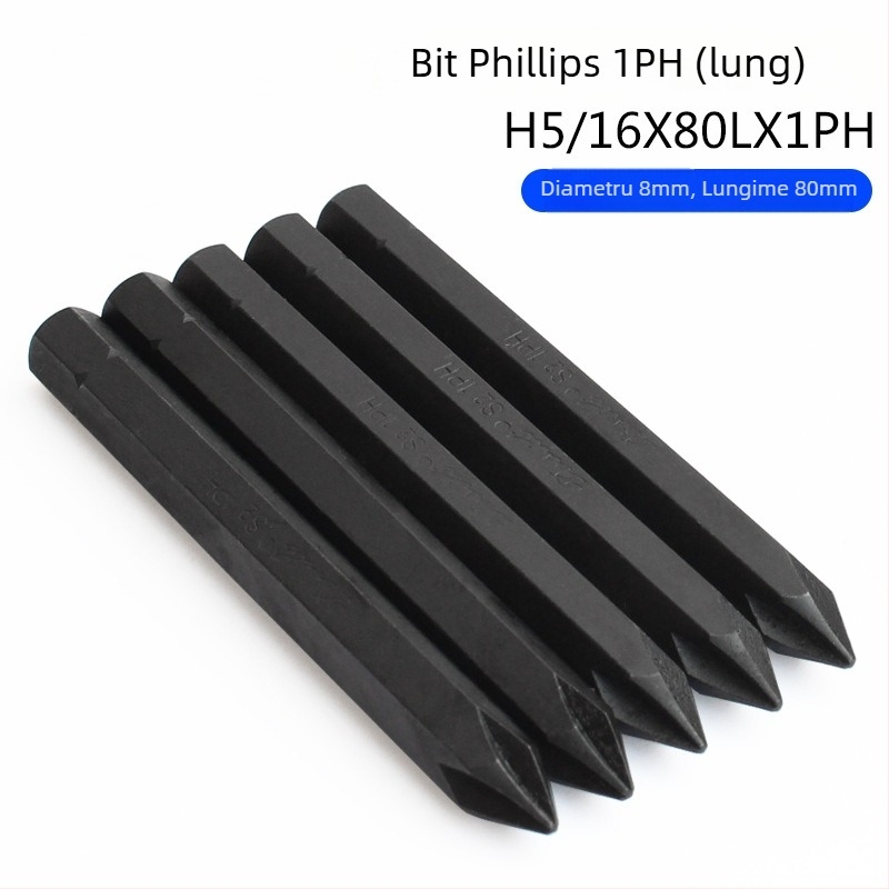 Yonai set de biti pentru șurubelniță cu impact – oțel S2, magnetice, cruce PH1 PH2 PH3 și bit drept, biți pneumatici pentru impact