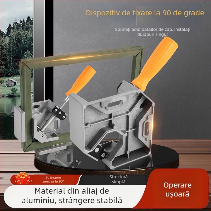 Clamă fixare unghiulară de 90° pentru sudură și tâmplă, din aluminiu