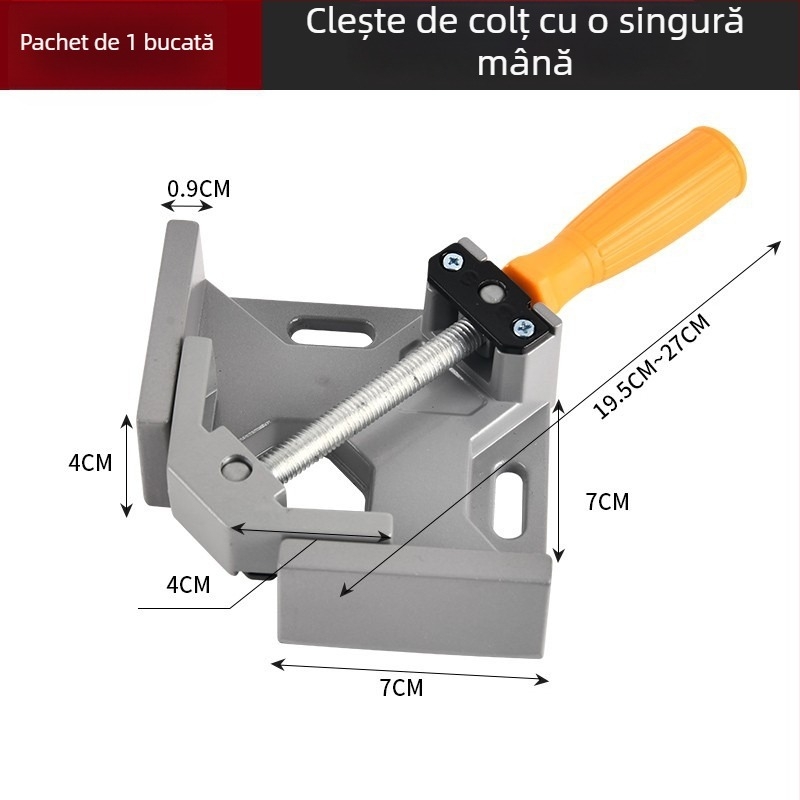 Clamă fixare unghiulară de 90° pentru sudură și tâmplă, din aluminiu
