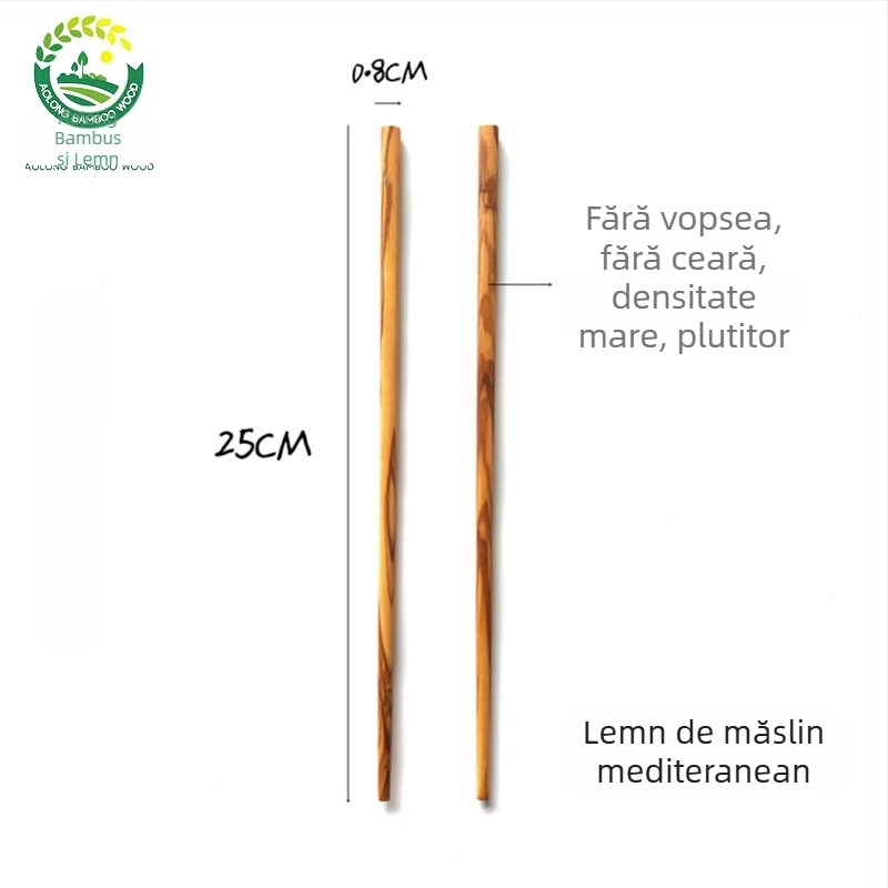 Bețișoare din lemn de măslin, pentru uz casnic, fără vopsea sau ceară, stil japonez, lemn solid, antislip, rezistente la temperaturi înalte