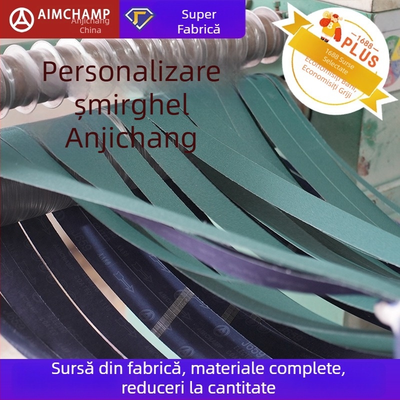 Bandă de șlefuit din oțel inoxidabil, personalizată, cu abrazive ceramice, zirconiu‑corund și oxid de siliciu (carbid de siliciu)