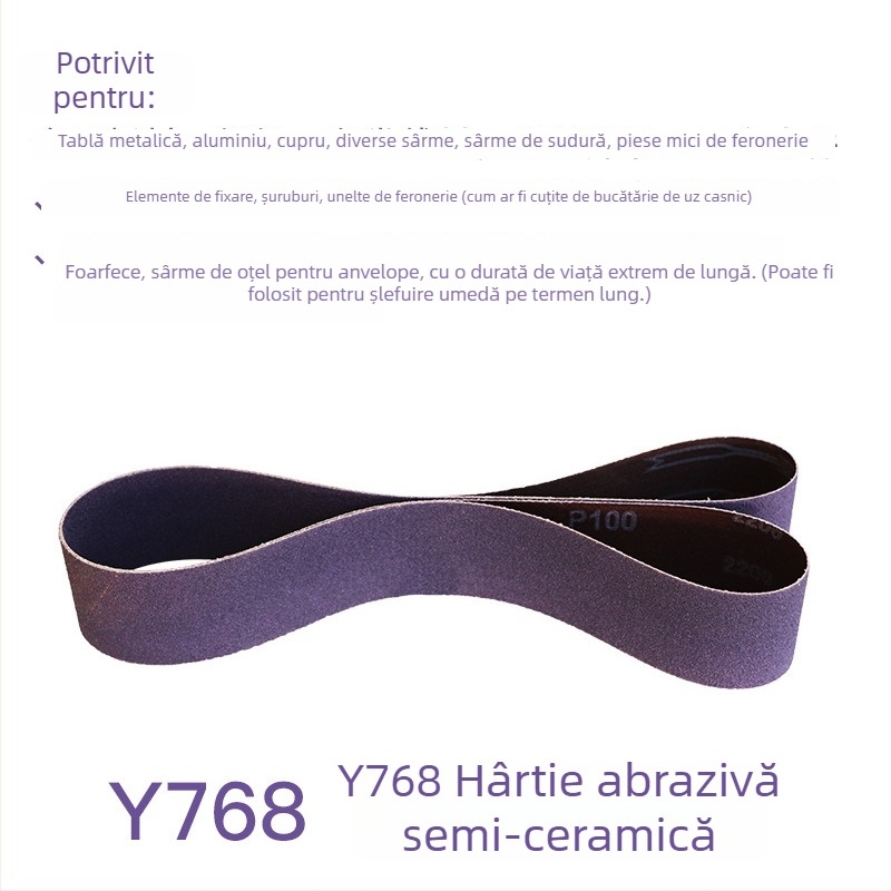 Bandă de șlefuit din oțel inoxidabil, personalizată, cu abrazive ceramice, zirconiu‑corund și oxid de siliciu (carbid de siliciu)