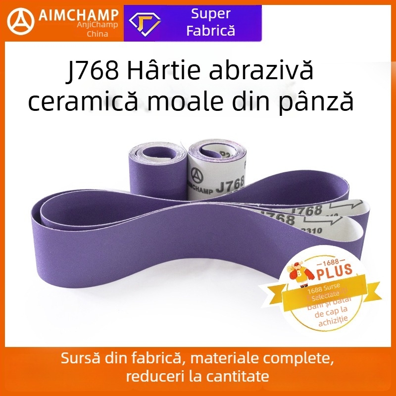 Bandă de șlefuit din oțel inoxidabil, personalizată, cu abrazive ceramice, zirconiu‑corund și oxid de siliciu (carbid de siliciu)