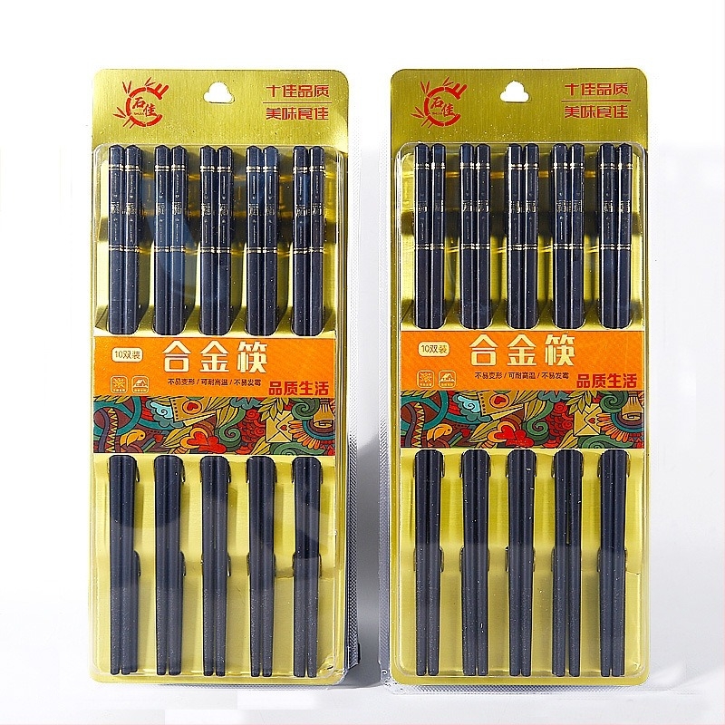 Bețișoare de masă din aliaj, antialunecare, rezistente la mucegai, estetică înaltă, design minimalist de lux, rezistente la temperaturi înalte, pachet de 10 perechi