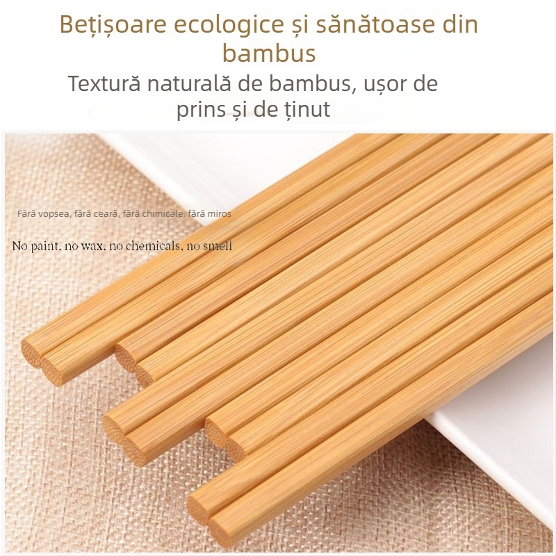 Bețișoare din bambus natural, carbonizate, fără ceară, rezistente la mucegai și la temperatura înaltă – tacâmuri premium pentru bucătărie
