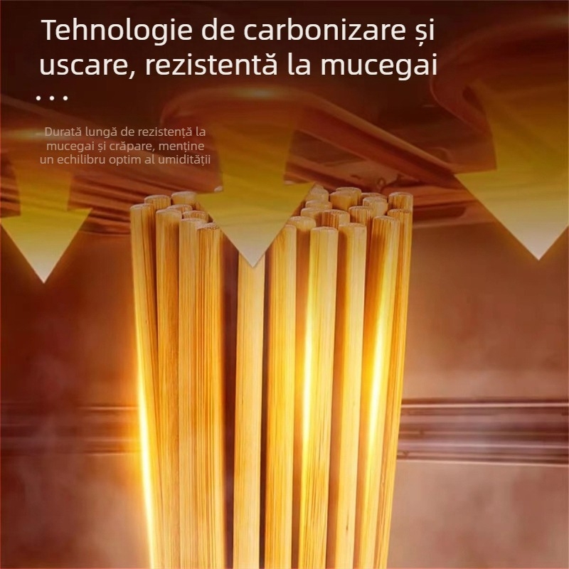 Bețișoare din bambus natural, carbonizate, fără ceară, rezistente la mucegai și la temperatura înaltă – tacâmuri premium pentru bucătărie