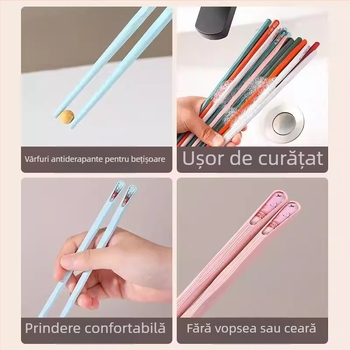 Set de bețișoare chinezești pentru uz casnic, bețișoare individuale de înaltă calitate pentru fiecare membru al familiei, set de familie din aliaj