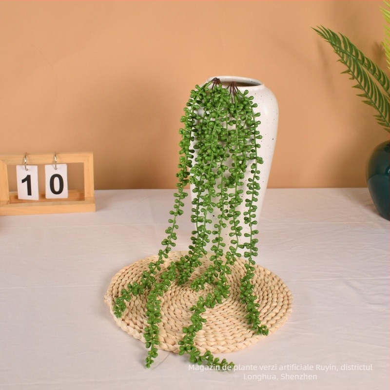 Plantă artificială verde, lăcrimi de îndrăgostiți, decor de perete cu mărgele Buddha, plantă suspendată pentru tavan