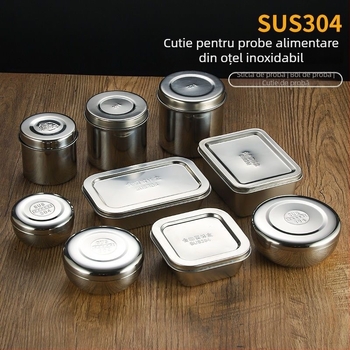 Cutie din oțel inoxidabil pentru probe alimentare, dreptunghiulară, cu capac