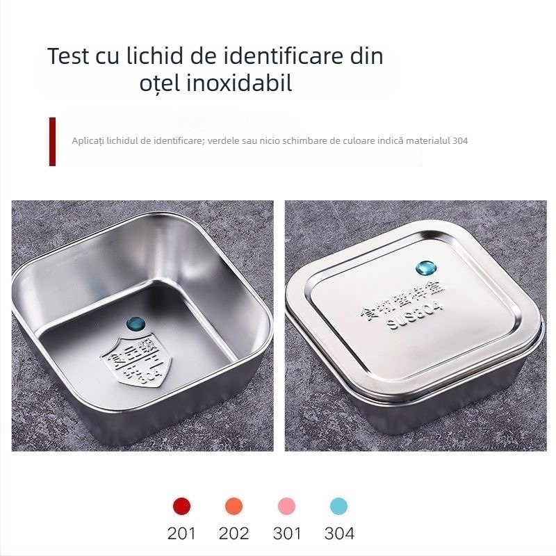 Cutie din oțel inoxidabil pentru probe alimentare, dreptunghiulară, cu capac