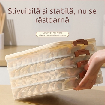Cutie de depozitare pentru dumplings și wonton – plastic alimentar, etanș pentru congelare, organizare bucătărie