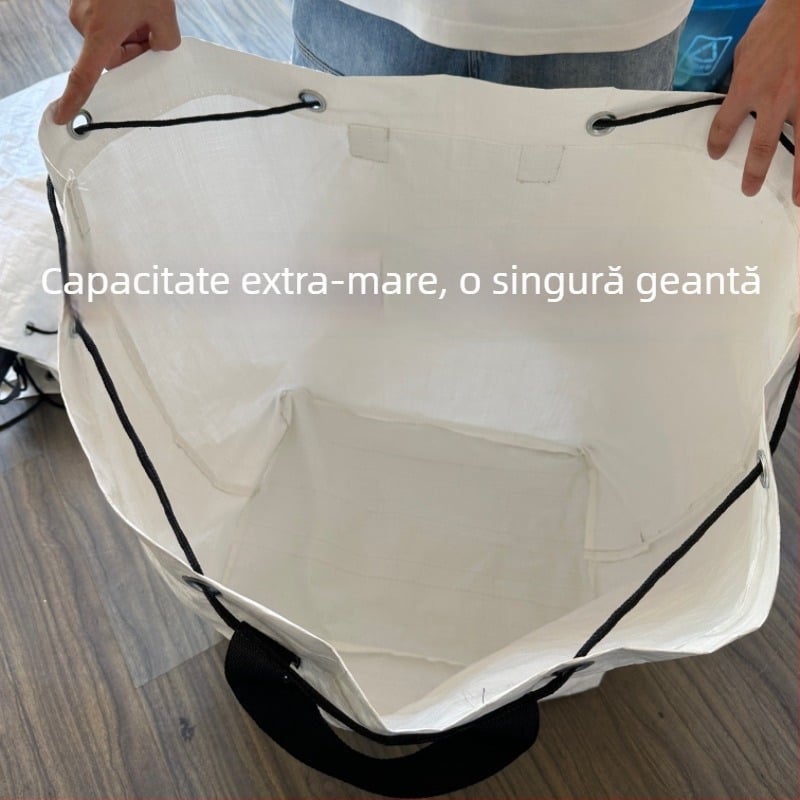 Geantă de depozitare țesută, rezistentă, cu șnur de închidere, pentru mutare și împachetare
