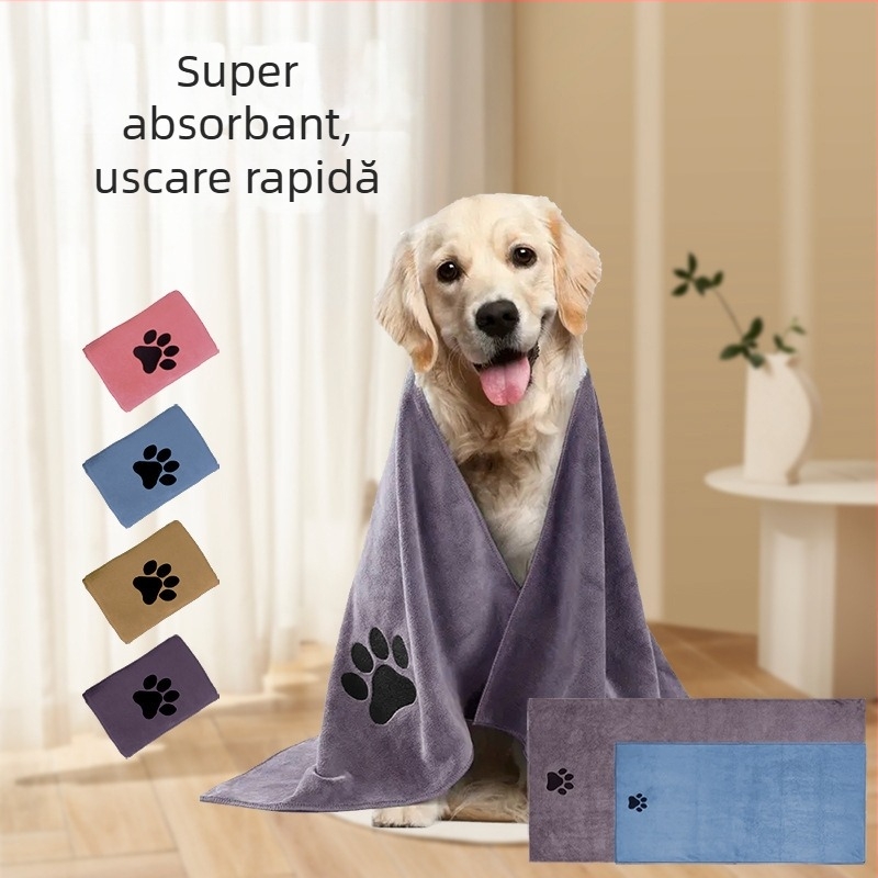 Prosop de baie pentru animale de companie din microfibră, uscare rapidă, absorbție foarte bună, grosime extra, dimensiune mare, pentru pisici și câini