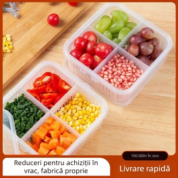 Cutie de bucătărie cu patru compartimente pentru ceapă, ghimbir și usturoi; recipient de scurgere pentru produse proaspete